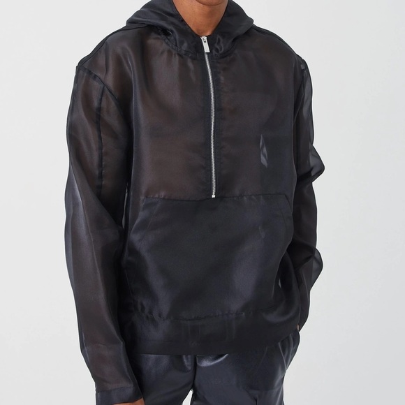 Boohoo Mens Other - Black Sheer Hooded Jacket Size Large